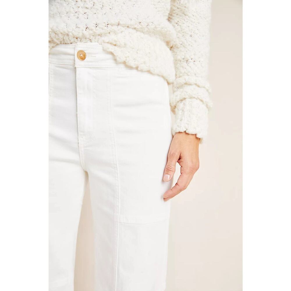 Pilcro Wide-Leg Jeans Women’s 25 White Stretch Ultra High-Rise Shirt Patchwork - Picture 13 of 13